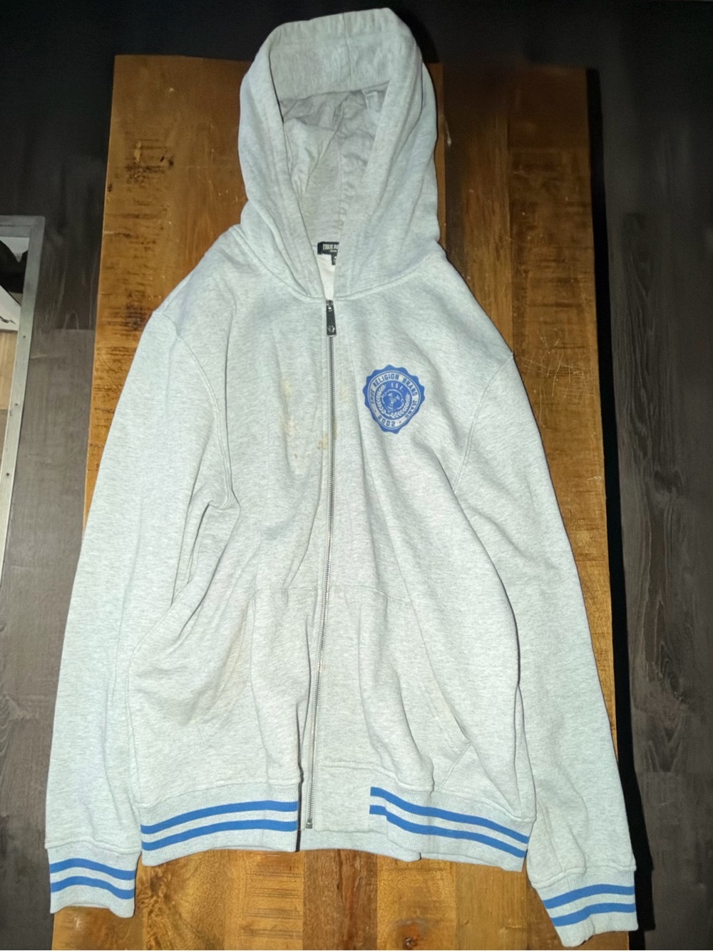XL True Religion Heather Gray Zip-Up Hoodie and Joggers Set - Picture 2 of 5